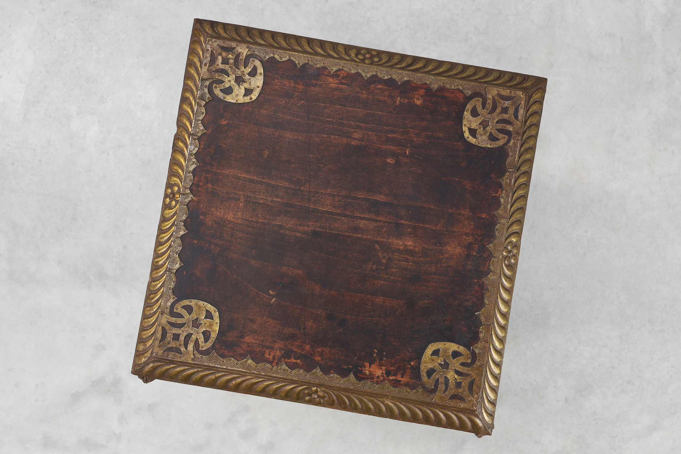 Arts & Crafts side table in oak and copper, United Kingdom ca. 1910thumbnail